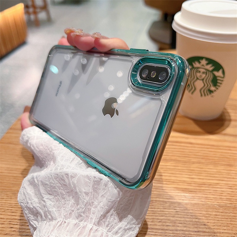 Case Transparan Electroplated Space Tahan Jatuh Untuk iPhone X XS max 7 Plus 8 Plus 11 Pro max 14 Plus 14 Pro max