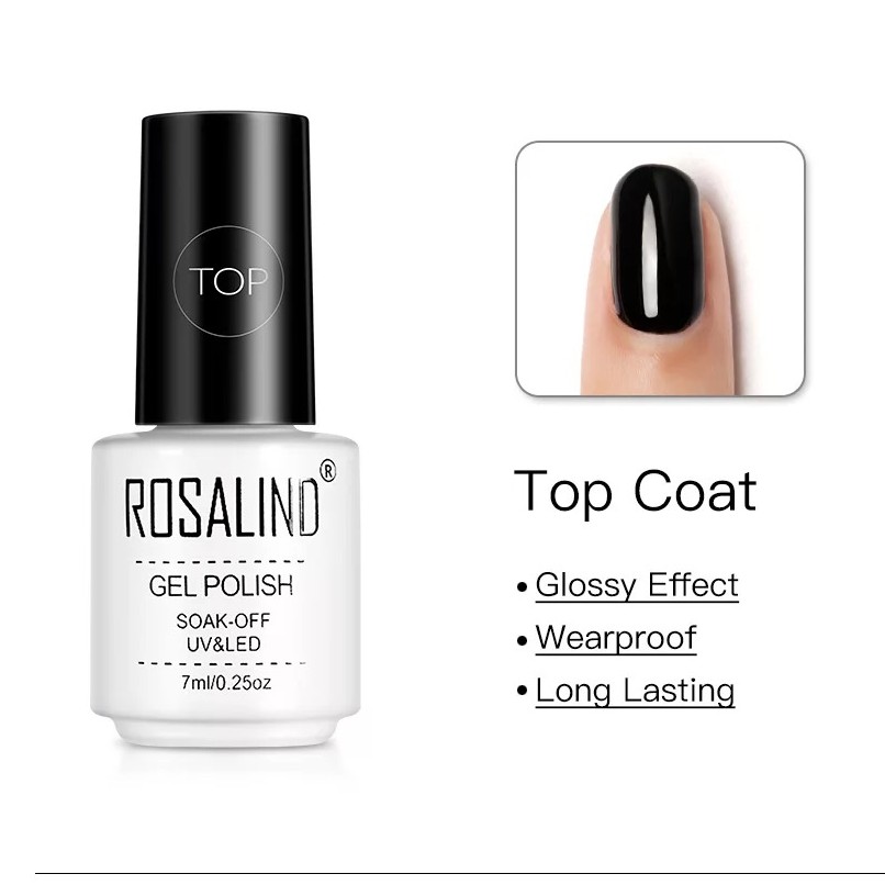 ROSALIND Base Coat dan Top Coat Nail Gel UV LED / Kutek / Cat Kuku/ kutek bening/Primer/Dehidrator