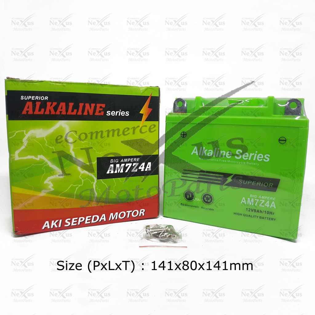 Aki Motor ALKALINE AM7Z4A 12N10 12N9 / 12V 9A Thunder Binter Vespa