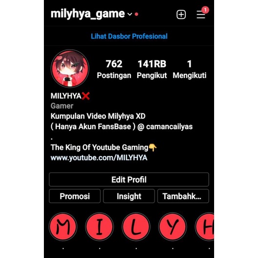 Jual Akun Instagram @milyhya_game Followers Aktif Indonesia
