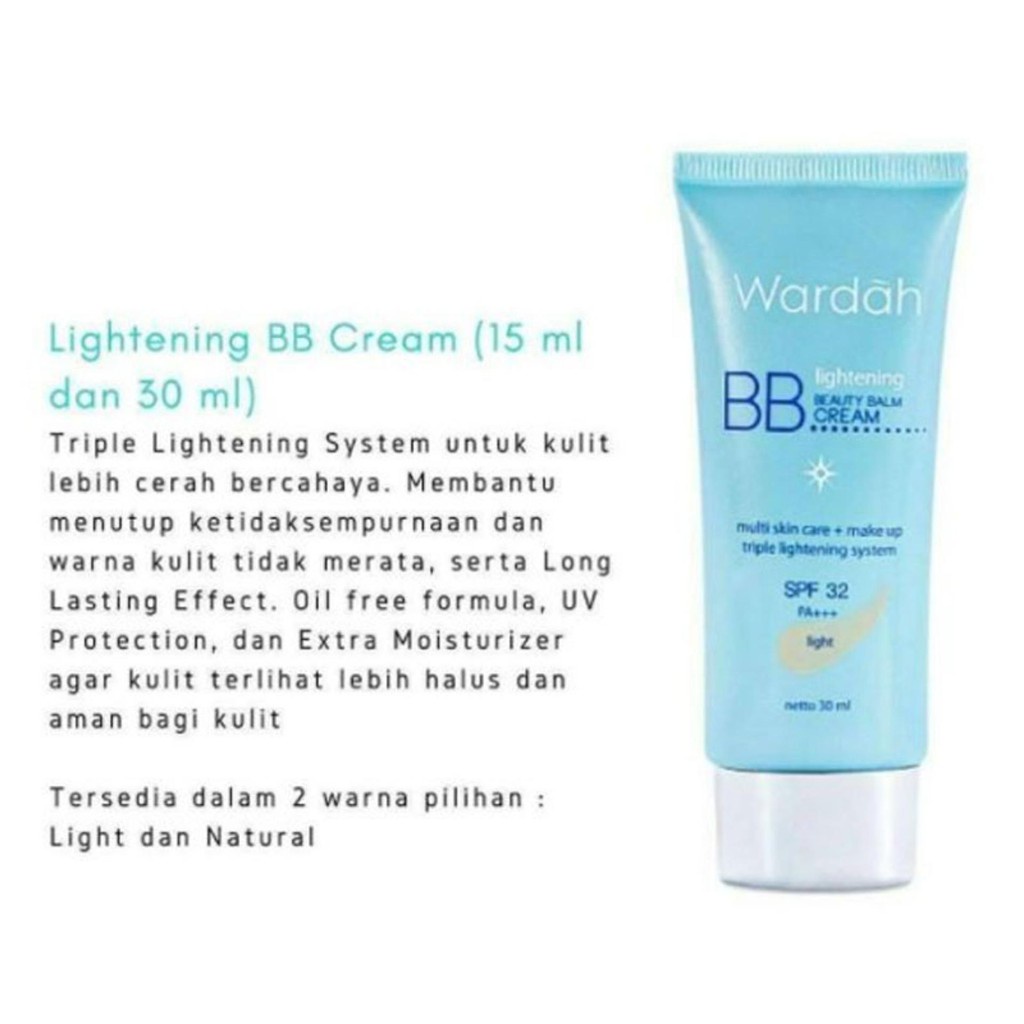 Wardah Lightening BB Cream natural light SPF 32 PA+++, Licorice Extract dan Vitamin B3 15 ml