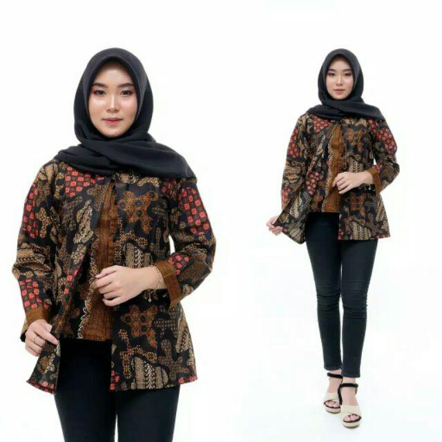 [new Arival] Wou Batik Couple Latifa Brokat Tille-modern Batik Couple Sarimbit Brokat Kebaya - Bs110