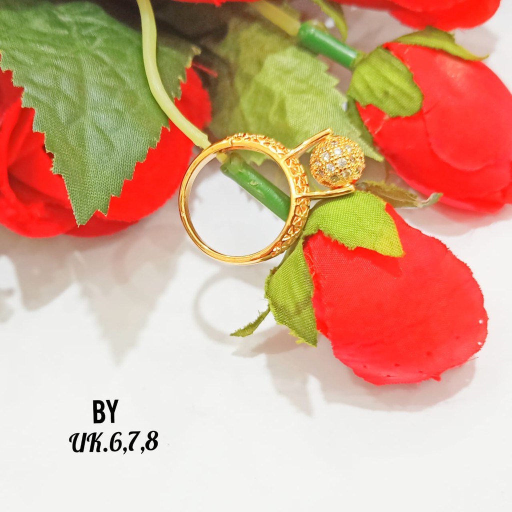 Cincin TITANIUM terkini model putar permata zircon,perhiasan emas wanita TIDAK karat || COD ||