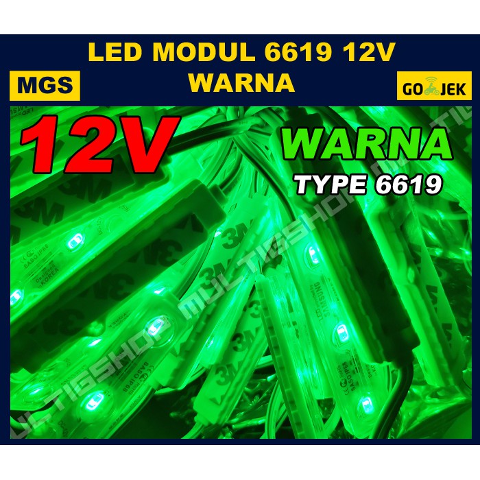 100Pcs Modul 5630 3 LED + Lensa Tipe 6619 12V Warna