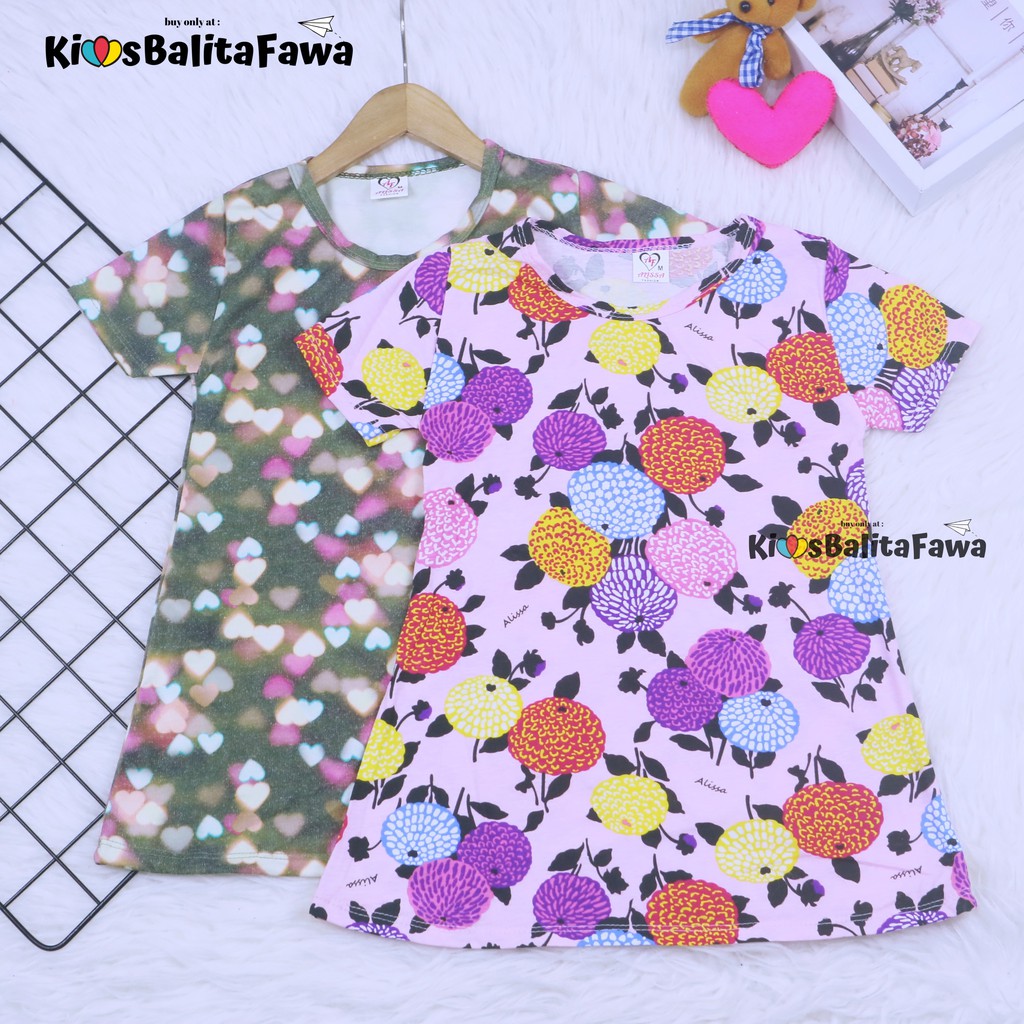 Dress Amirah uk 1-2 Tahun / Lengan Baju Tidur Balita Anak Perempuan Adem Kaos Lucu Dres Harian Murah