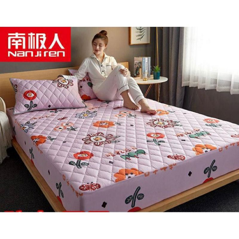 SPREI WATERPROOF MOTIF KARAKTER / SPREI ANTI OMPOL-Pink flower