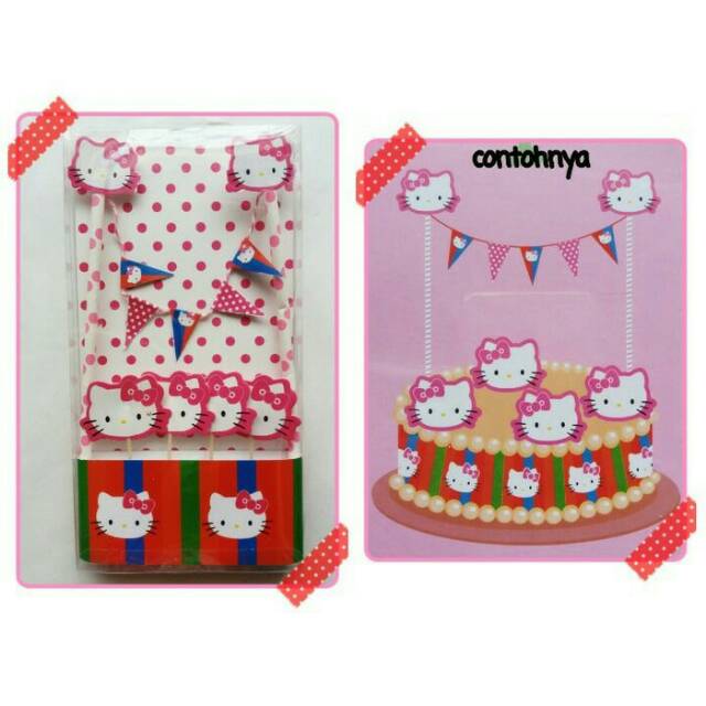 Topper set kue ulang tahun karakter hello kitty