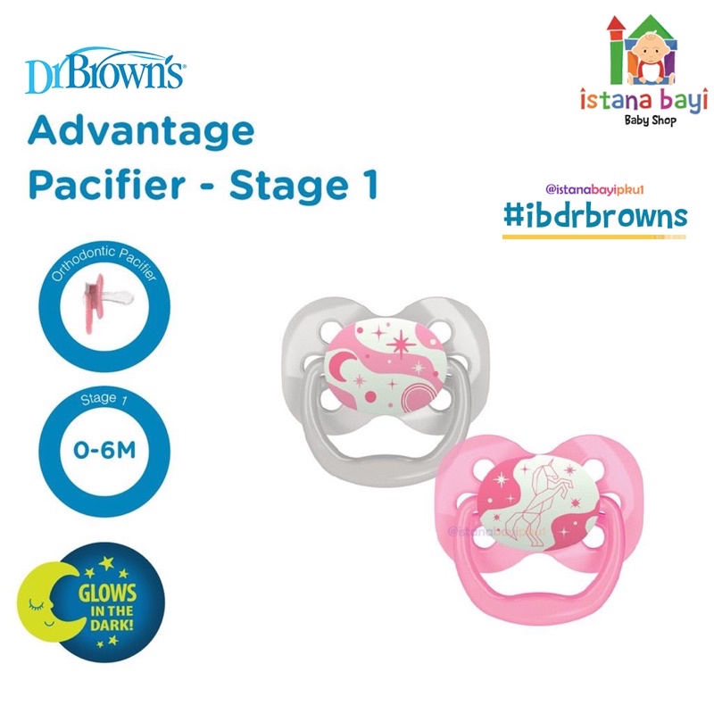 Dr.Brown’s Advantage Pacifier Glow in The Dark - Empeng Bayi pa22005