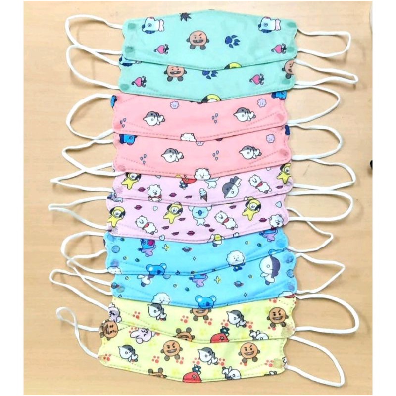 Masker Korea KF94 Anak isi 10 Pcs motif campur Masker 4 Lapis