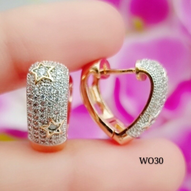 xuping anting permata putih lapisan emas terlaris star+