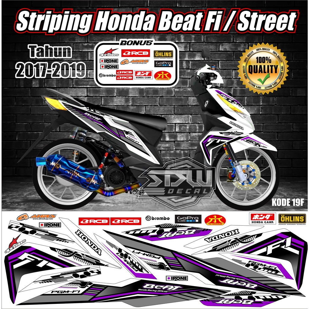 Striping Beat 2017-2019 Variasi Stiker Lis Motor Beat Kode 19