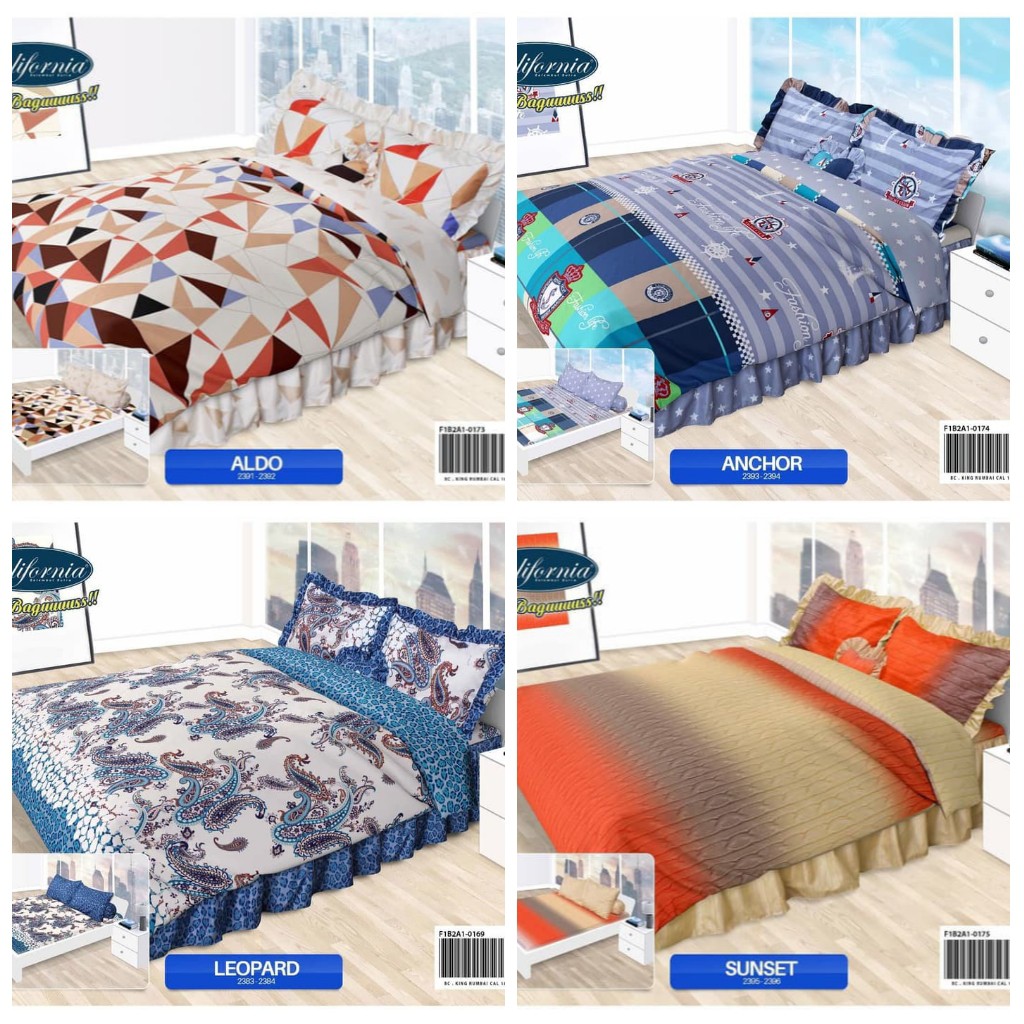 RC BEDCOVER CALIFORNIA BANYAK MOTIFNYA HARGA MURAH