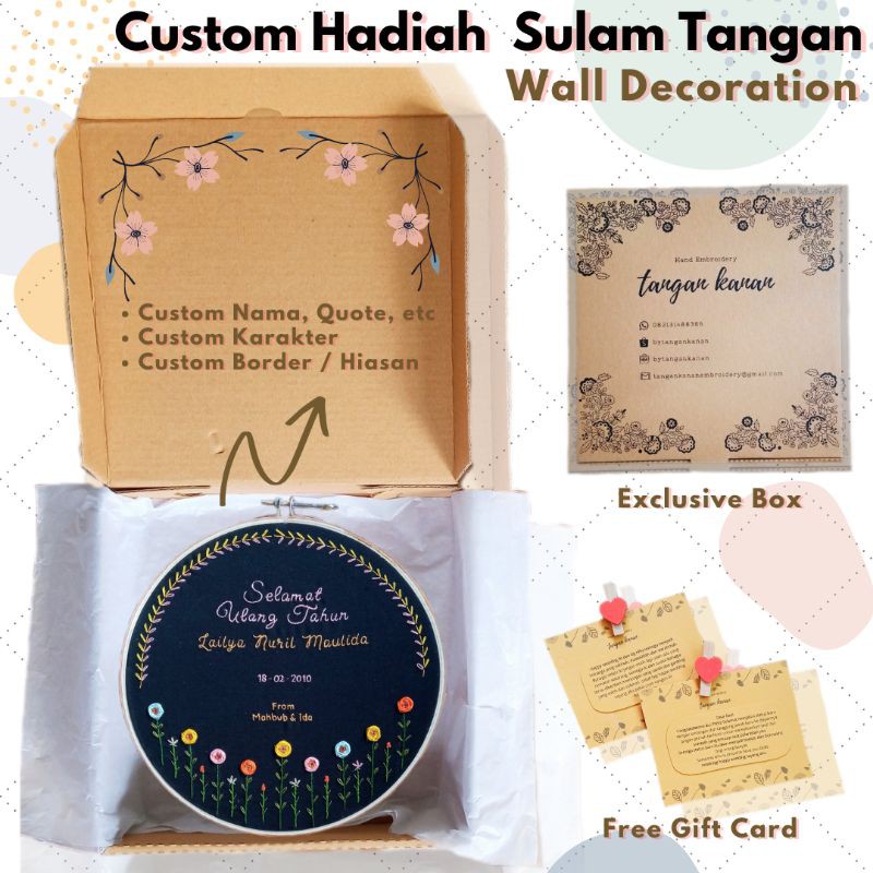 [25 cm]Hadiah Kado Custom Embroidery Pernikahan Ulang tahun Wisuda Anniversary unik