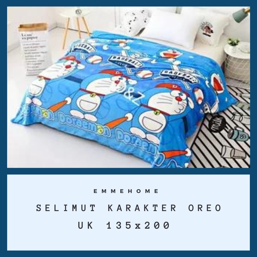 Selimut Bulu Karakter Anak Tebal Lembut &amp; Halus Motif Bunga &amp; Karakter Anak &quot;Oreo&quot; Ukuran 135x200