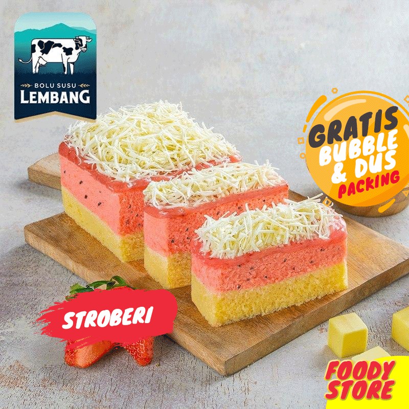 BSL rasa strawberry Bolu Susu Lembang Bandung Asli stroberi bolu lembang topping keju best seller