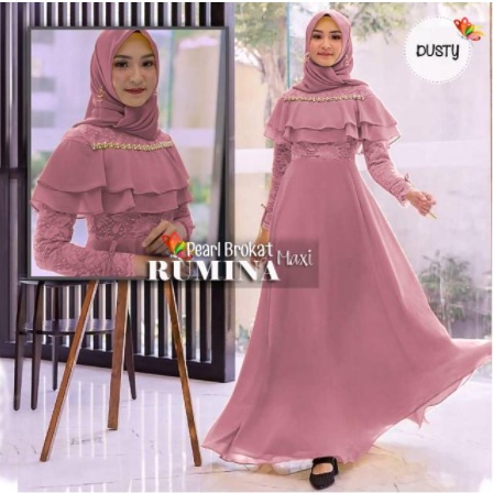 Baju Muslim Brukat Wanita Gamis Maxi Remaja Terbaru 2021 Model Kekinian Modis Kondangan Bahan Brokat Murah Ukuran Ld 104 Aksen Mutiara Shopee Indonesia