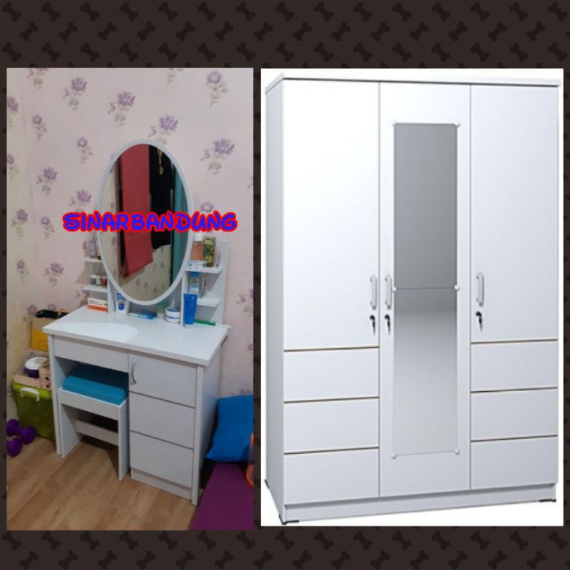 KAMAR SET LEMARI PAKAIAN MEJA RIAS PUTIH MINIMALIS