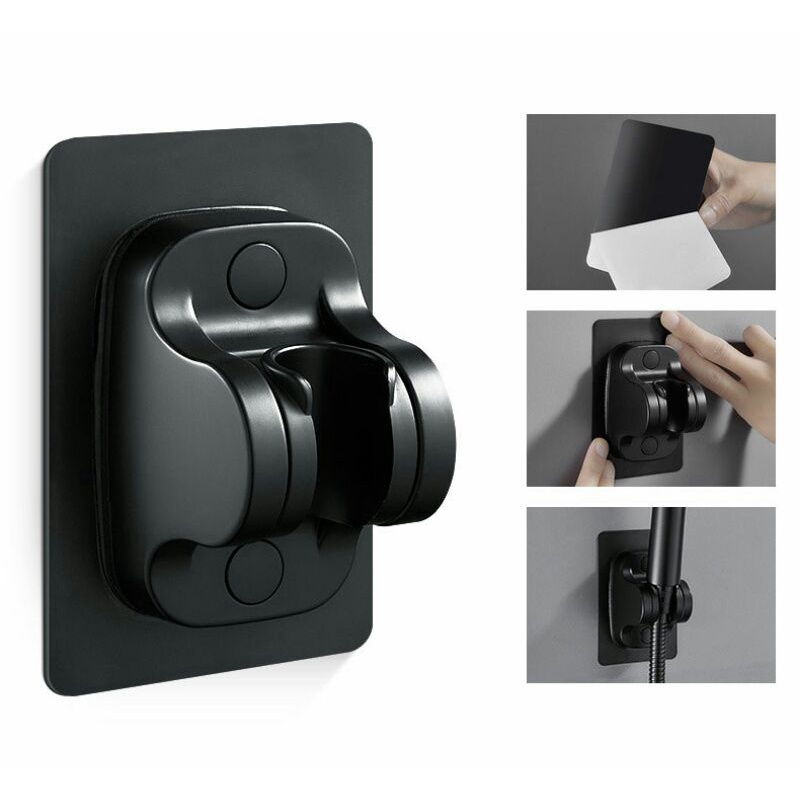 Kepala Shower Mandi Minimalis High Pressure With Holder + Selang K003 Black