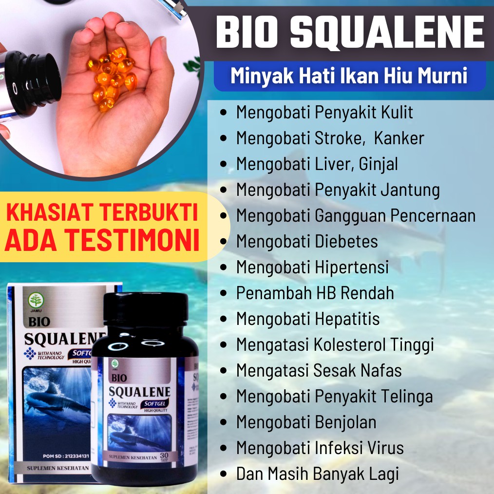 Minyak Hati Ikan Hiu Bio Squalene Softgel 100% Original - Obat Segala Macam Penyakit Sudah BPOM dan 