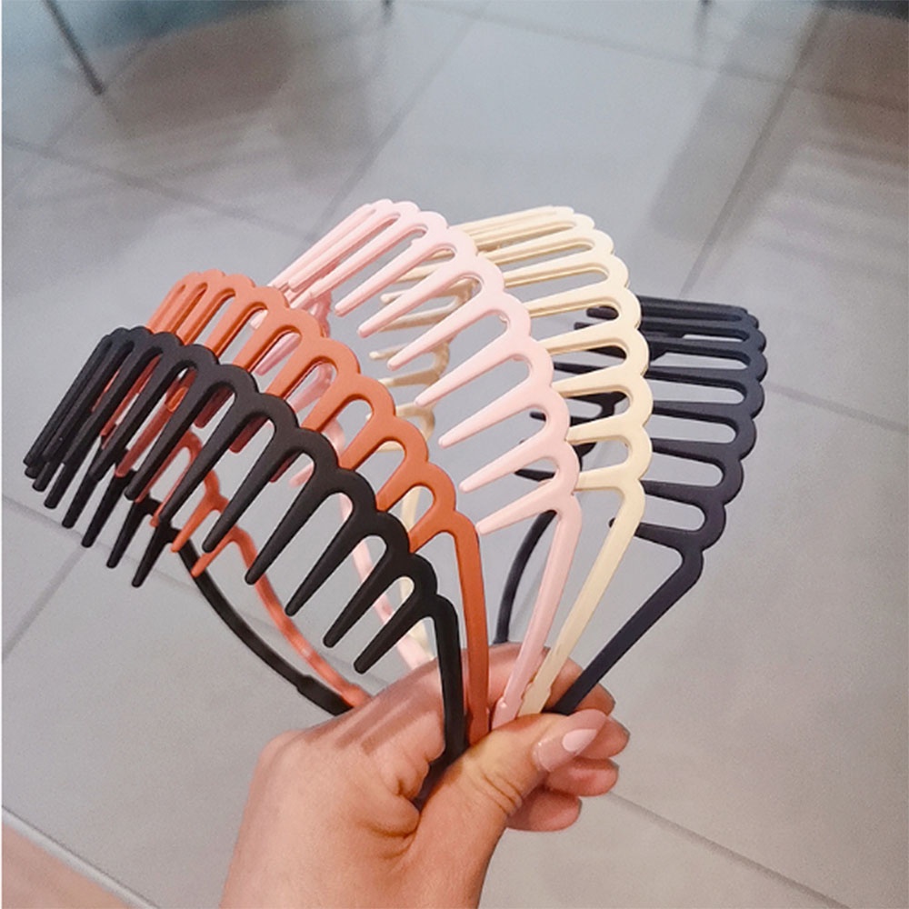 Bando Model Lebar Warna Solid Gaya Korea Untuk Wanita