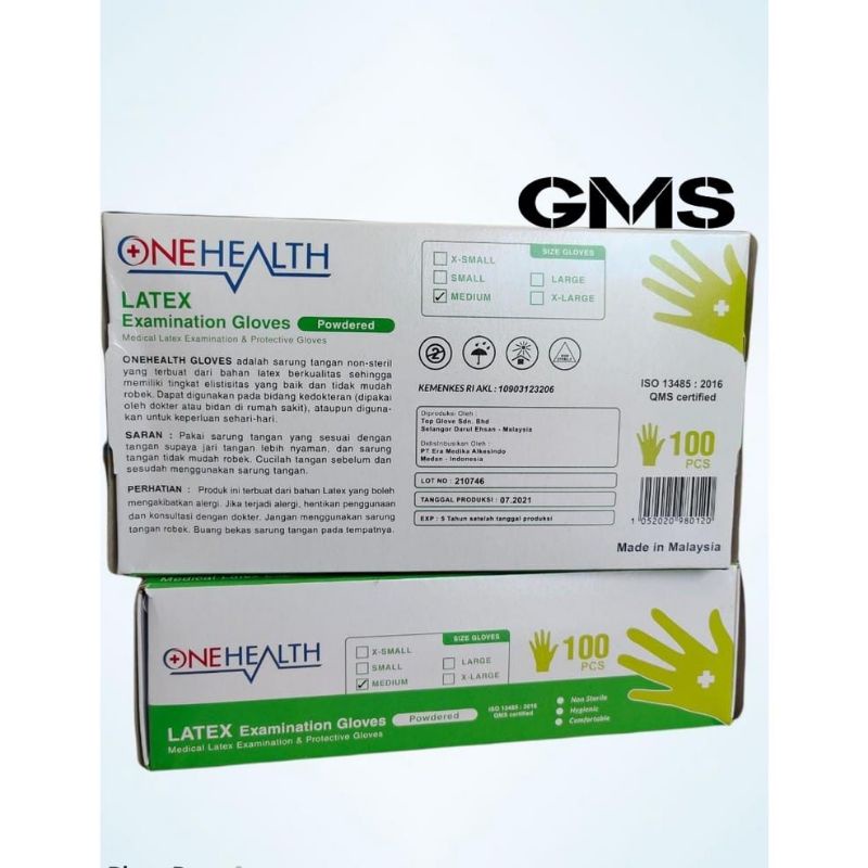 Sarung Tangan Latex Karet Onehealth Per Box isi 100 Pcs / Examination Gloves