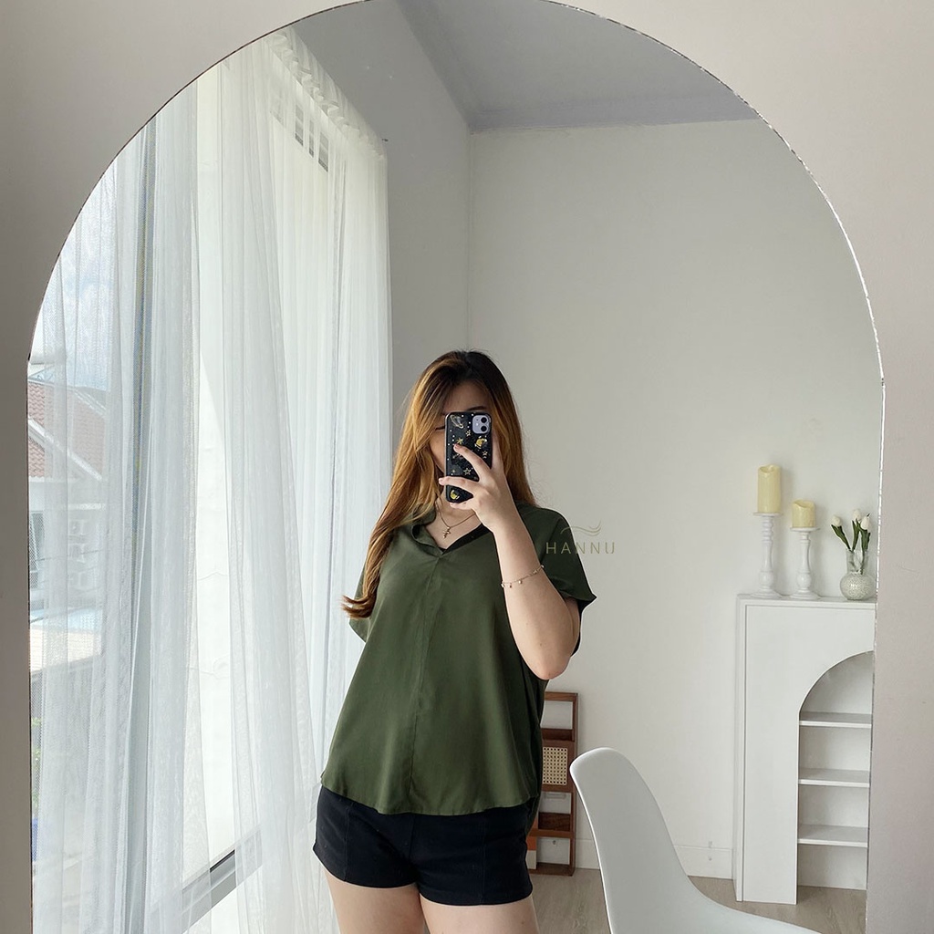 BLOUSE WANITA KERAH SHANGHAI | HANNU VHESA (5005)-Army