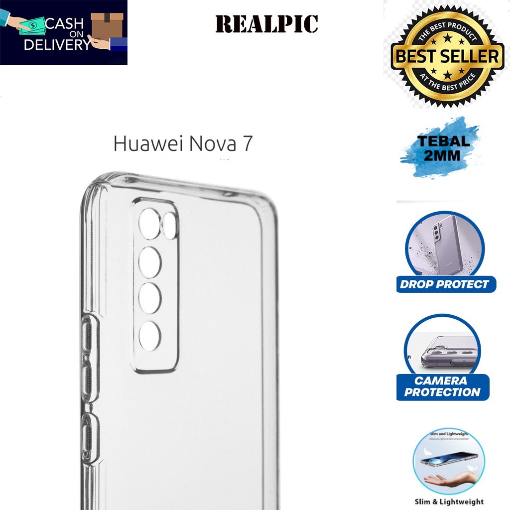 Case Huawei Nova 7 5G Casing Clear HD KETEBALAN 2MM BENING TRANSPARAN TPU Premium Softcase