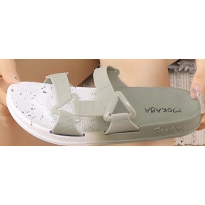 [BEST SELLER] Sandal Slop Jelly Semi Gunung Wanita Warna Sembur Tali Sambung Keren Import Mokaya/Size 37-41(2059-B1)-HIJAU