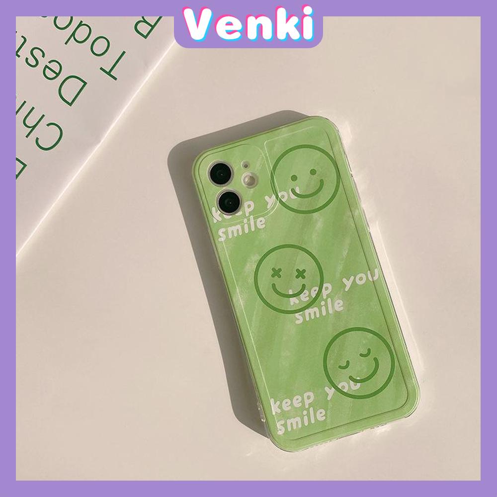 Casing Silikon iPhone 13 Pro Max 12 Pro Max 11 7 Plus Shockproof Aksen Smiley Warna Hijau