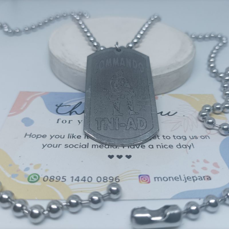 Kalung Logo Commando TNI AD (Stainless Asli)