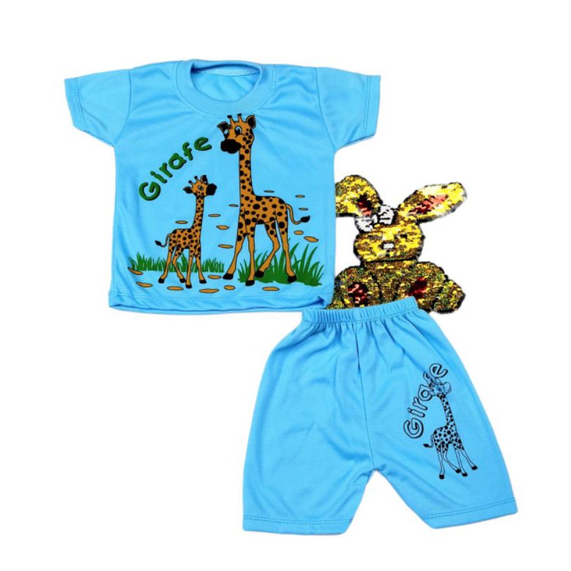 COD 1 STEL BAJU BAYI / BALITA TERBARU TERMURAH USIA 0-12 BULAN MOTIF JERAPAH LIBBABY.SHOP