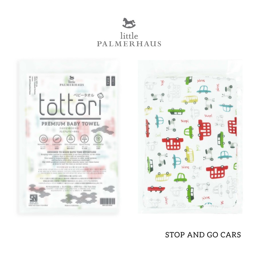 Little Palmerhaus Tottori Baby Towel (Handuk Bayi)-STOP & GO CARS
