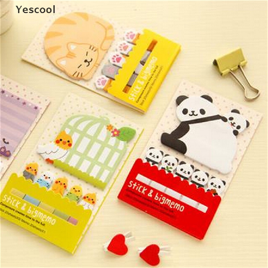 Yes Sticky Notesmemopost It Motif Kartun Pandakucing Lucu Kawaii Multi Warna Untuk Kantorsekolah