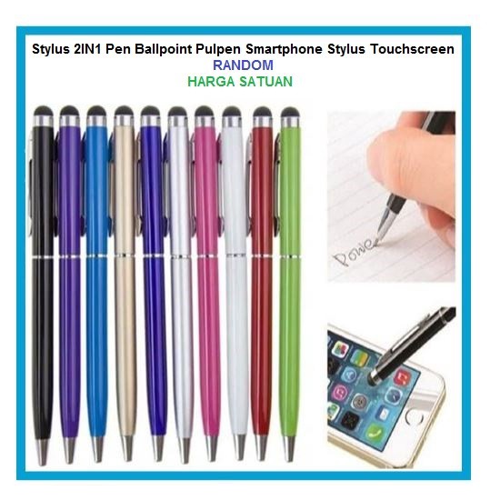 Stylus 2IN1 Pen Ballpoint Pulpen Smartphone Stylus Touchscreen