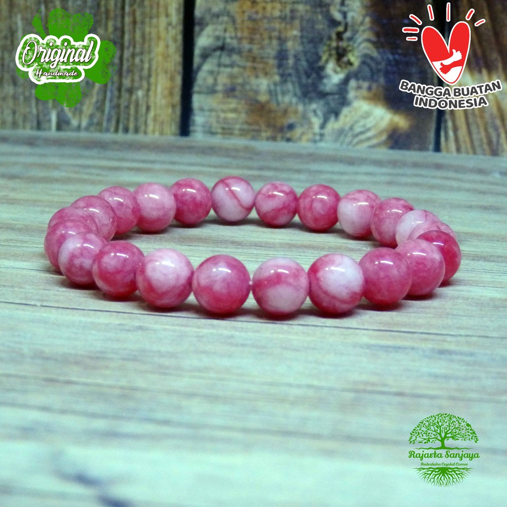 Gelang Batu Natural Pink Borneo 8Mm