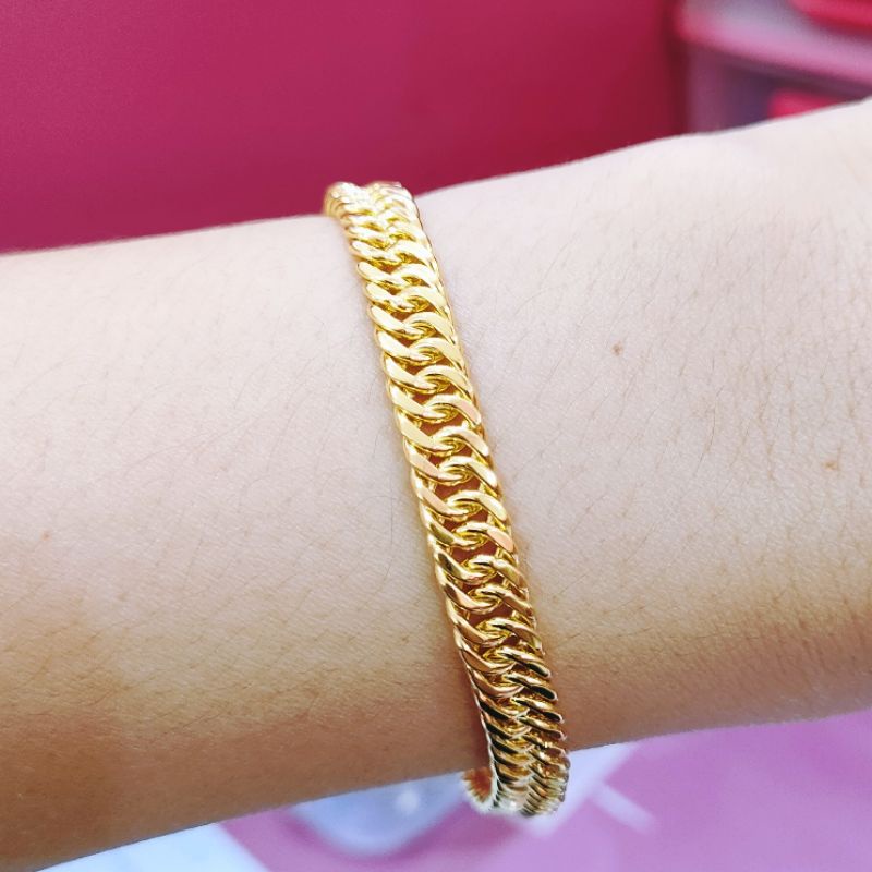 GELANG PERAK DEWASA RANTAI MEDAN PERHIASAN PERAK ASLI 925 LAPIS EMAS 24 K