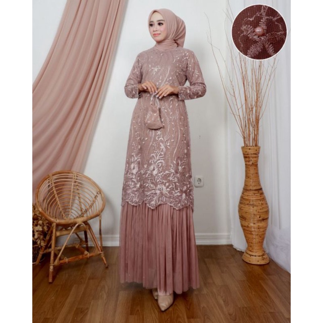 Gamis kebaya Tutu Polos / Gamis Kondangan / Gamis Pesta / Gamis Tile / Gamis / Gamis Modern / Gamis Wisuda / Gamis Lamaran