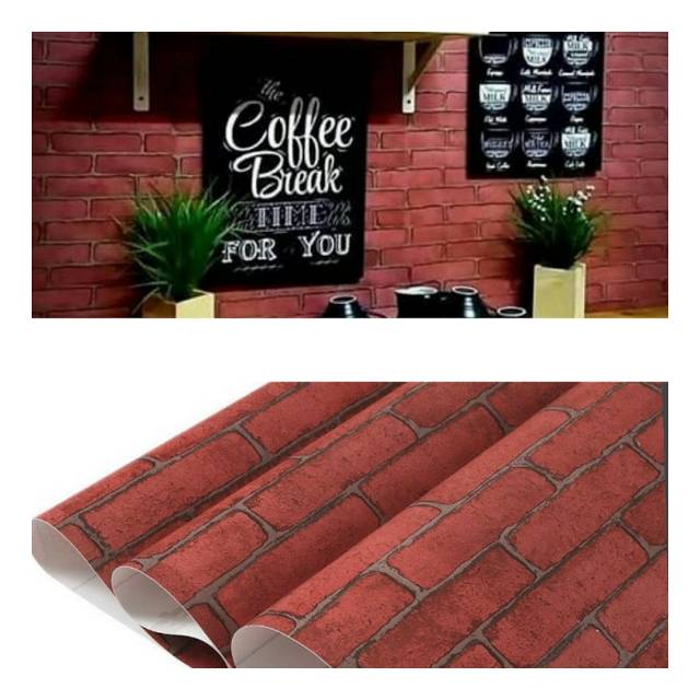 Special Harga Grosir Wallpaper Sticker Dinding Batu Bata Merah Bagus Elegan