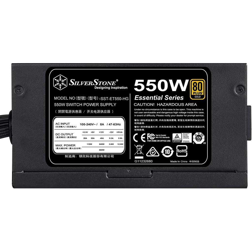 PSU SILVERSTONE 550W 80+ Gold Modular | ET550-HG Power Supply 550 Watt