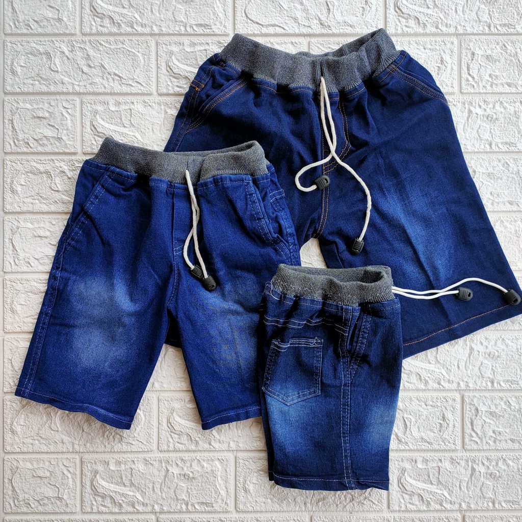 Celana Pendek Jeans Anak Laki Laki Usia 2 3 8 10 12 Tahun Pinggang Karet Bahan Jeans Premium