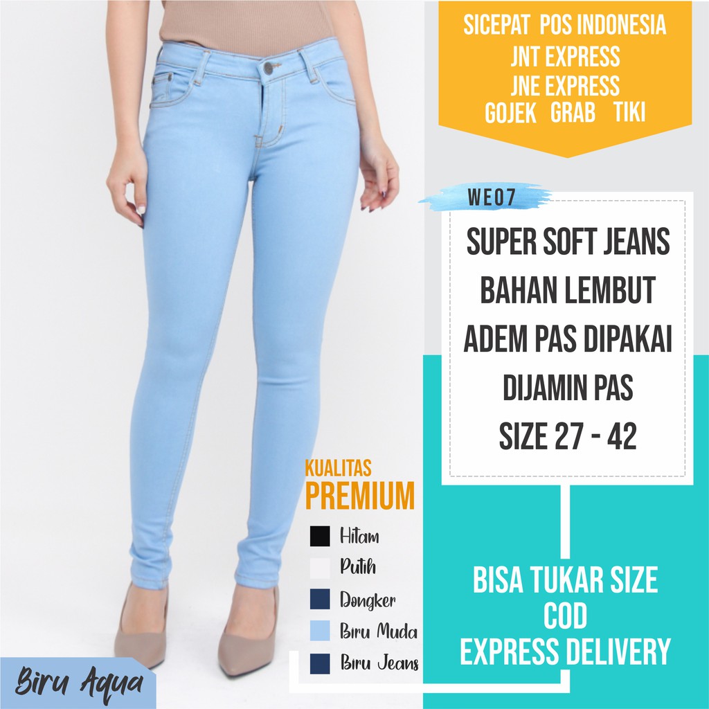  Celana  Pensil Jeans  Biru  Aqua  Skinny Slim Fit Stretch 