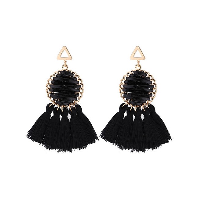 LRC Anting Tusuk Elegant Round Shape Design Tassel Earrings