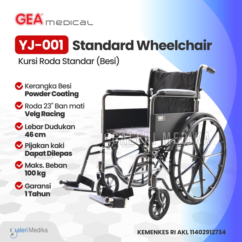 Kursi Roda GEA YJ-001 Velg Racing Steel Wheelchair - Kursi Roda Rumah Sakit