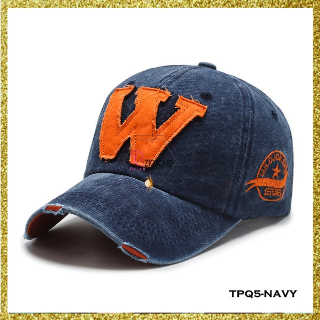 Topi Pria Baseball font logo W denim Fashion Outdoor Cap Topi Fashion Pria TPQ Import