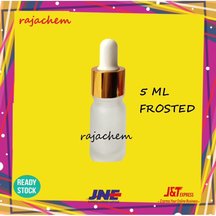 Botol Pipet Kaca Frosted 5 ml Ring Gold Putih