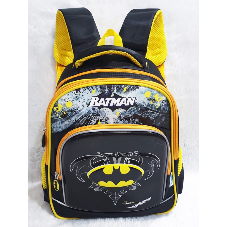 TAS RANSEL SEKOLAH TK ANAK LAKI LAKI  GAMBAR KARTUN JAGOAN BINTANG EMBOS 3Resleting Karet IMPORT ( Sun Cowo 13&quot; )