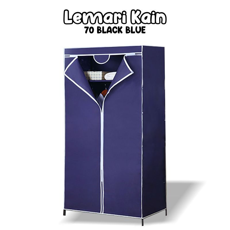 Lemari Pakaian kain serbaguna Rak Baju Lemari Kain Lemari Susun Rak Besi Single Portable Polos Navy Red