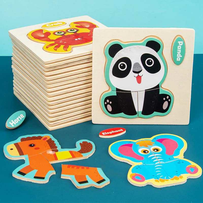 Mainan Puzzle Jigsaw Animal 3D Anak Kayu