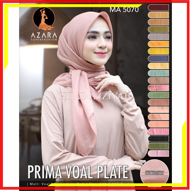 Grosir Hijab Azara Scarf Prima Voal Plate Murah Jilbab Segi Empat Laser Cut Polos Segi4 Termurah