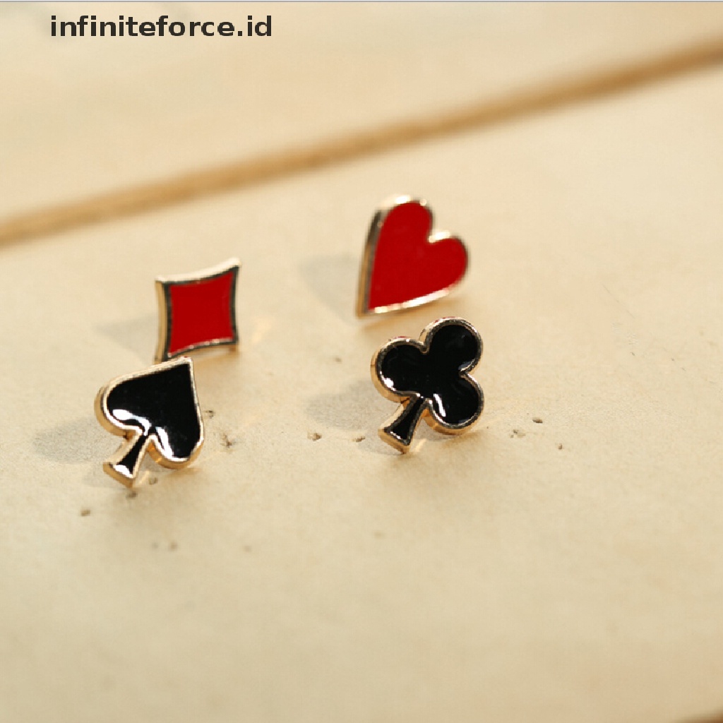 Infiniteforce.id 4pcs / Set Bros Pin Desain Kartu Poker Aksesoris Tas Ransel / Pakaian